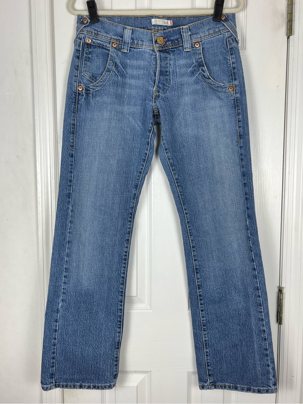 Levi’s 513 Boy Cut Low Rise Button Fly Jeans Sz 5M Stretch Denim
